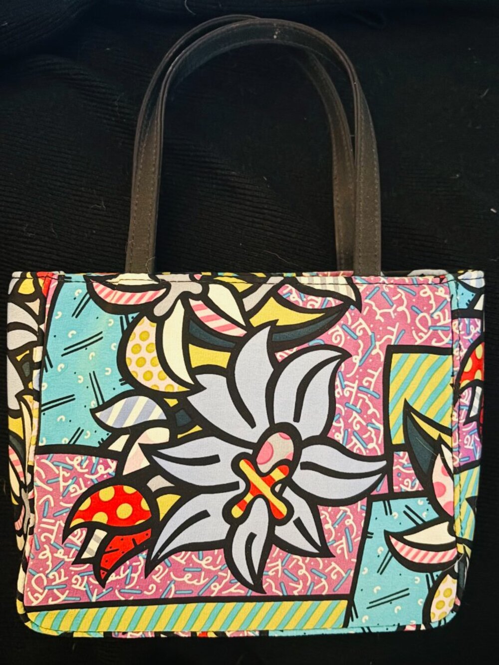 Super RARE! Nicole Miller × Britto Collab Silk Pop Art Handbag (Circa 1999–2001)